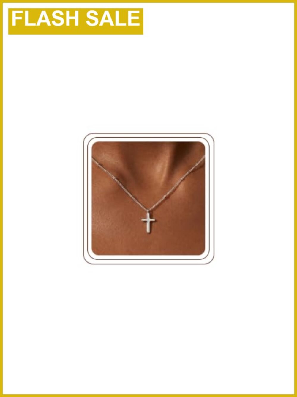 925 Sterling Silver 18K Gold Cross Necklace Adjustable Bead Chain